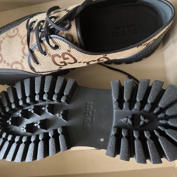 New Gucci Maxi GG Supreme Canvas Men Lace-Up Shoes - Picture 12 of 12